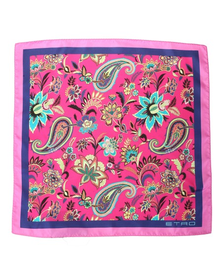 Shop ETRO  Pochette: Etro fazzoletto da taschino in twill di seta.
Stampa Paisley floreale multicolor.
Bordo decorativo a contrasto.
Dimensioni: 43x43 cm.
Composizione: 100% Seta.
Fabbricato in Italia.. 1T199 5001-0650